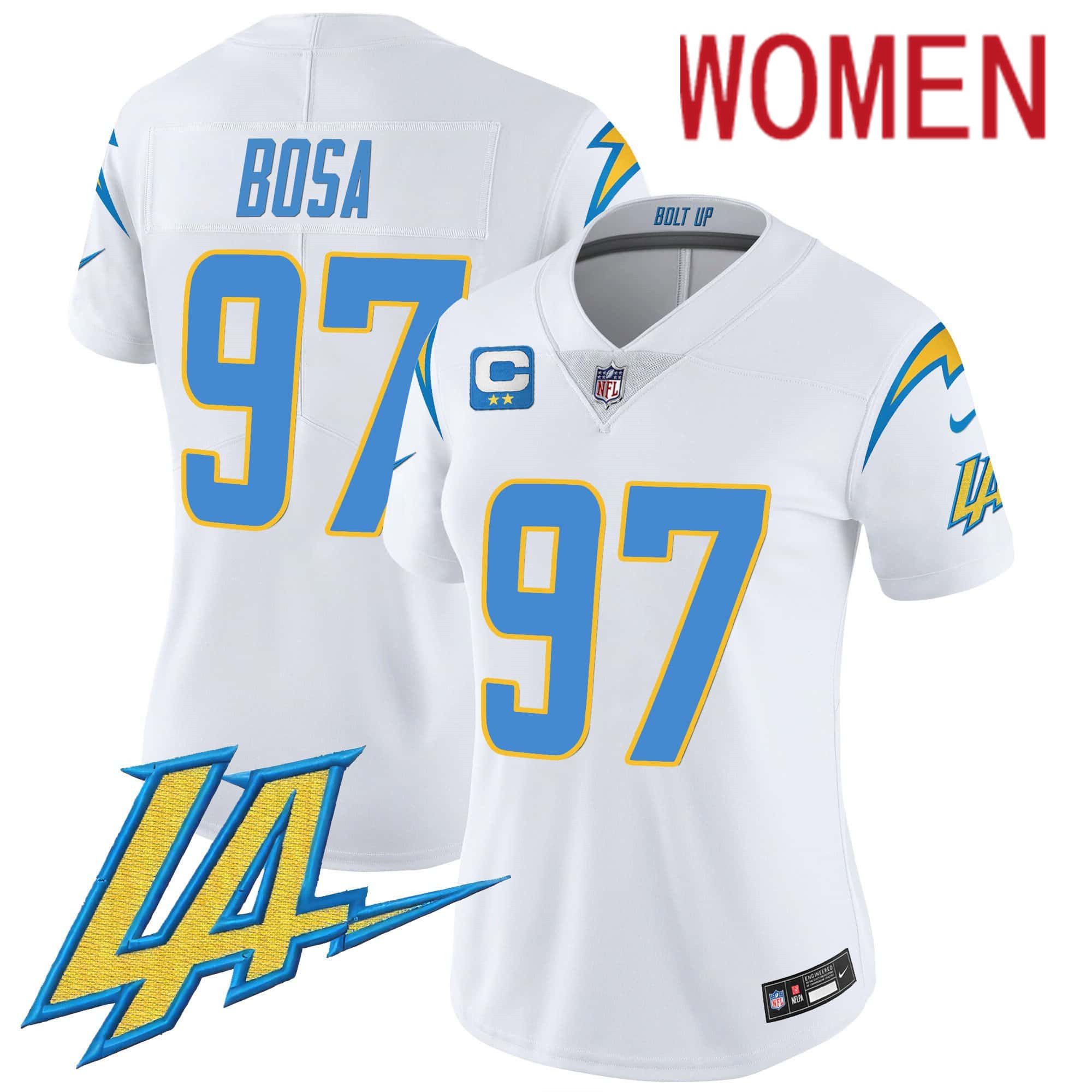Women Los Angeles Chargers 97 Bosa White 2024 Nike Vapor Limited NFL Jersey